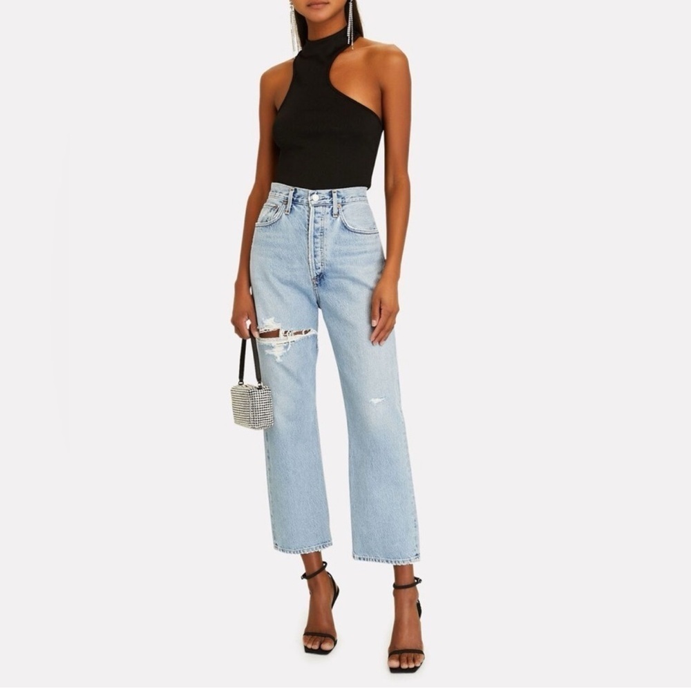 AGOLDE 90s Crop High-Rise Distressed Jeans in Echo Size 25